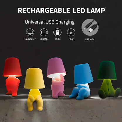 Modern Table Lamp for Youth: Rechargeable Cute Light for Kids Child Teen - Gift for Birthday Christmas Halloween Easter (Red)