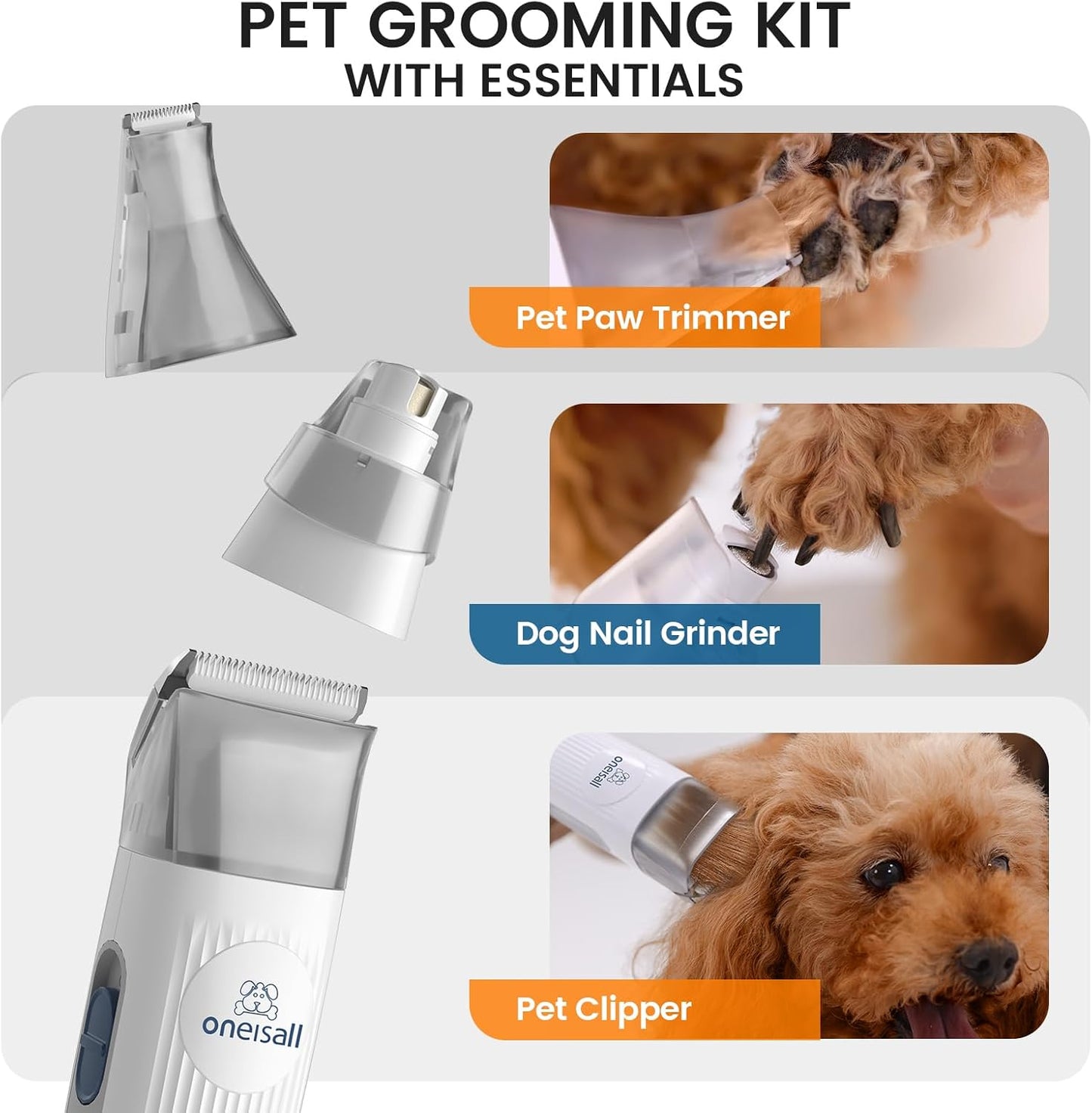 Dog Hair Vacuum & Dog Grooming Kit, Pet Grooming Vacuum with Pet Clipper Nail Grinder, 1.5L Dust Cup Dog Brush Vacuum with 7 Pet Grooming Tools for Shedding Pet Hair, Home Cleaning