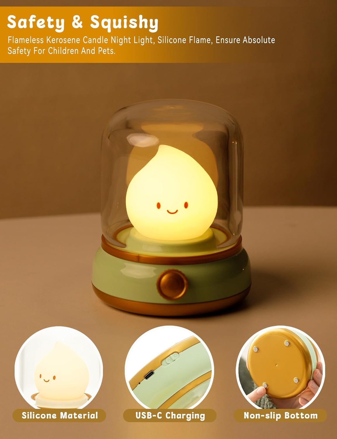 Cute Chibi Flame Lamp, Anime Cozy Lights, Retro Rechargeable Night Light, Decor, Smoko Light, Cute Desk Accessories, Gifts