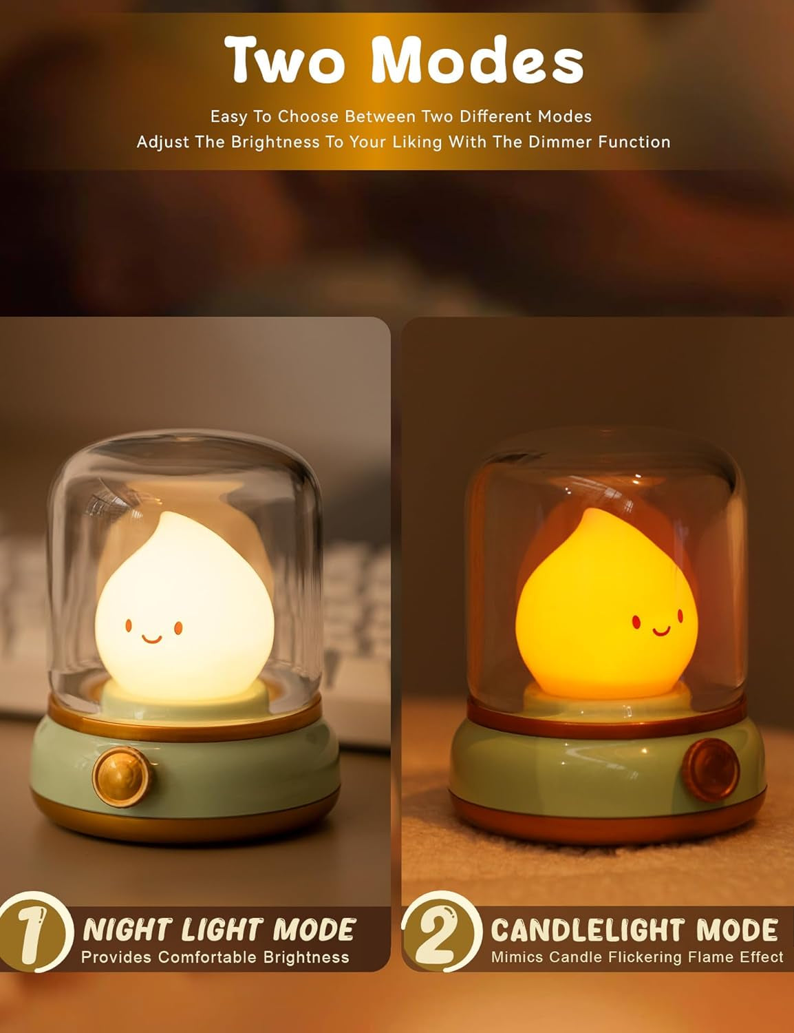 Cute Chibi Flame Lamp, Anime Cozy Lights, Retro Rechargeable Night Light, Decor, Smoko Light, Cute Desk Accessories, Gifts