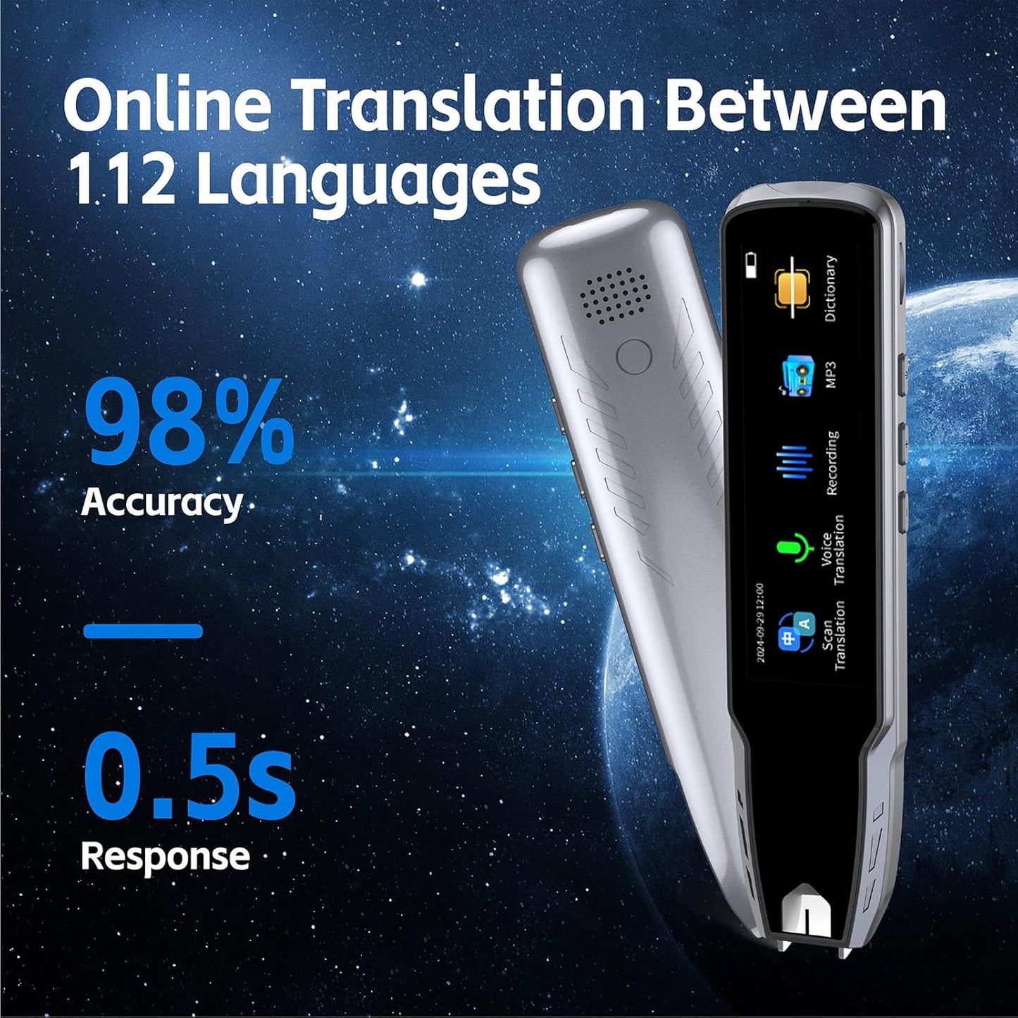 Translation Scanning Pen, Translator Pen for Dyslexia, OCR Scanning Device, Text to Speech Reader Pen, Support 112 Languages Online Translation for Language Learners Business Travel