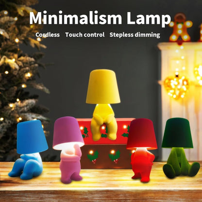 Modern Table Lamp for Youth: Rechargeable Cute Light for Kids Child Teen - Gift for Birthday Christmas Halloween Easter (Red)