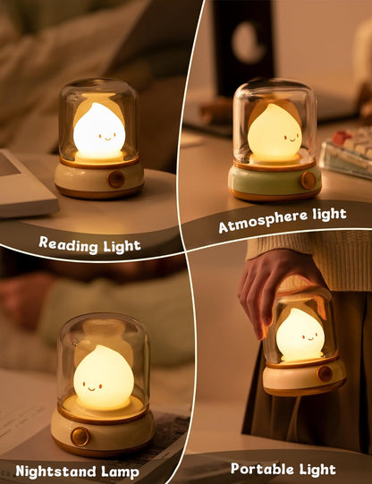 Cute Chibi Flame Lamp, Anime Cozy Lights, Retro Rechargeable Night Light, Decor, Smoko Light, Cute Desk Accessories, Gifts