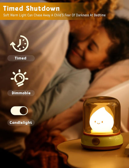 Cute Chibi Flame Lamp, Anime Cozy Lights, Retro Rechargeable Night Light, Decor, Smoko Light, Cute Desk Accessories, Gifts